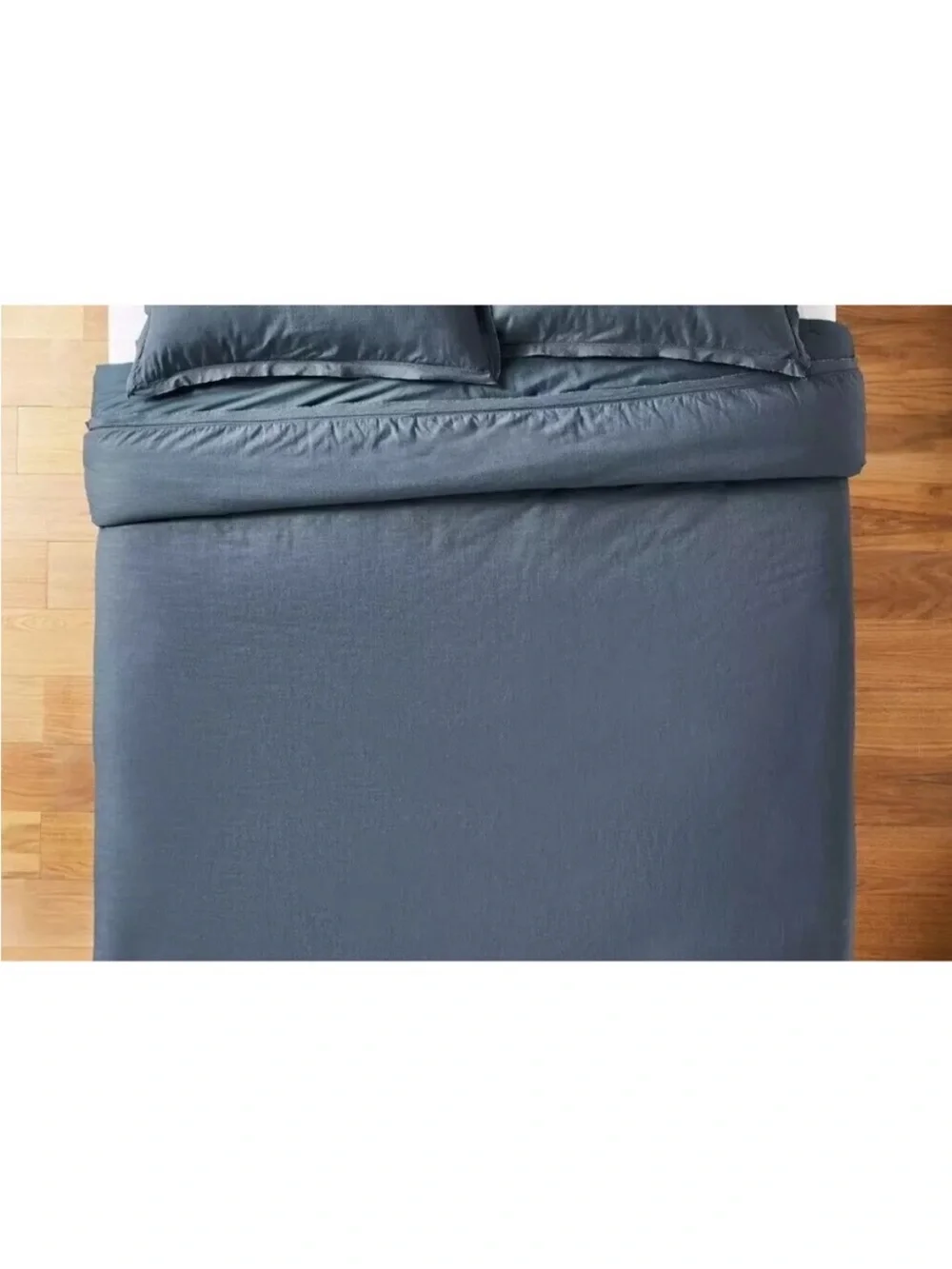 Studio McGee King Raw Edge Hemstitch Blue Cotton Comforter & Sham Set